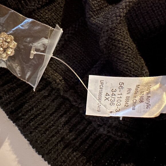 Soft Focus Womens 4X Black Knit Ribbed 3/4 sleeve Sweater Feminine Romantic Soft - Picture 8 of 12